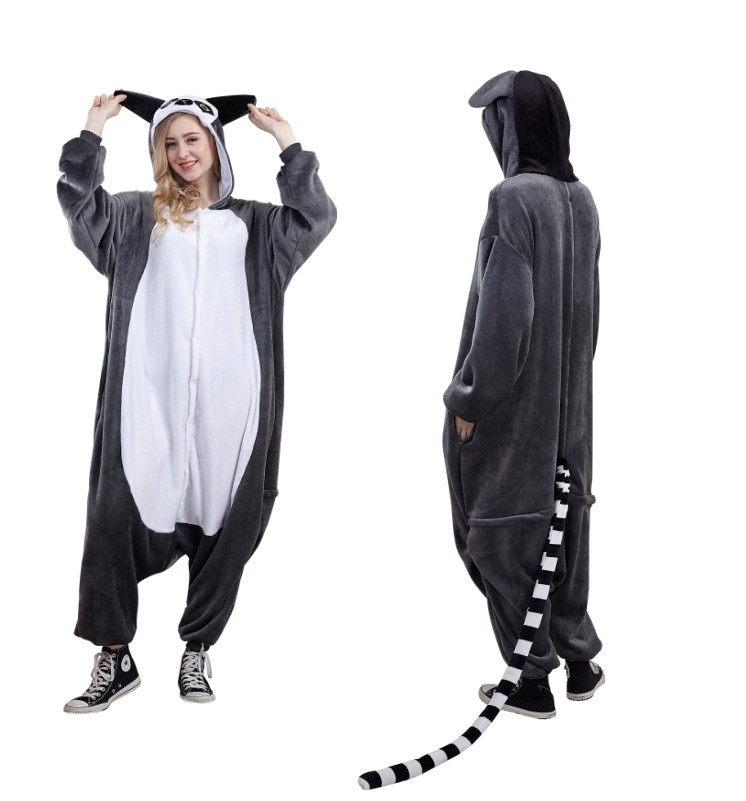 16pcs Animal Onesie Animal Pajamas Halloween Costumes Party wear Carnival  Clothes Adult Lemur